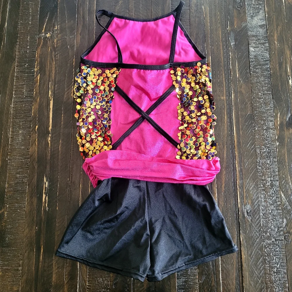 Curtain Call Dance Costume One Piece Sequin Girls Size CME
